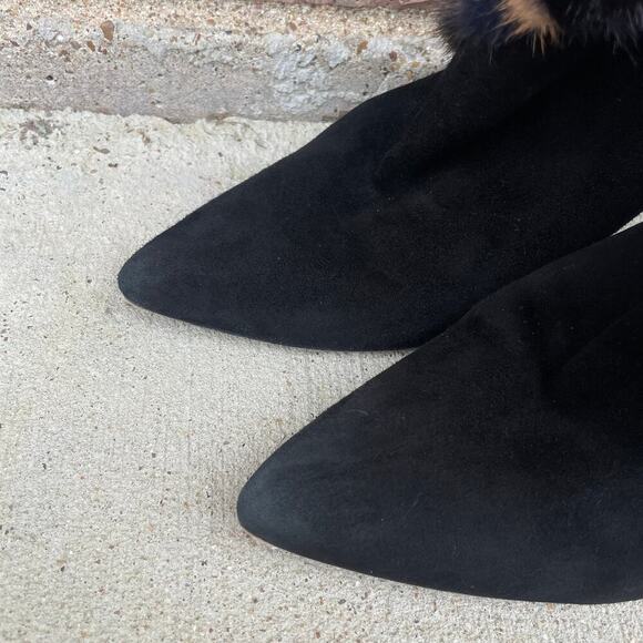 Donald Pliner‎ Women’s size 9m black suede Faux fur Heel Booties Y2K Glam - Picture 4 of 9